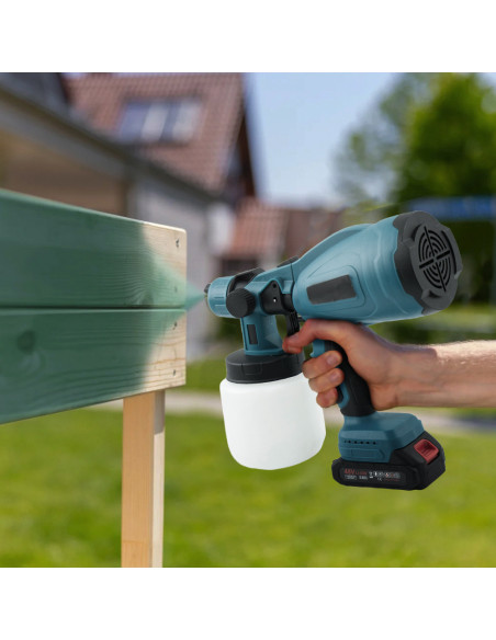 Pistola pulverizadora inalámbrica con doble batería 48V y depósito de 800ml.