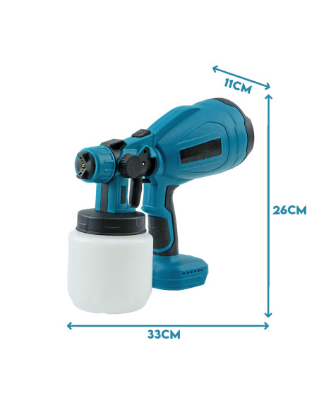 Pistola pulverizadora inalámbrica con doble batería 48V y depósito de 800ml.