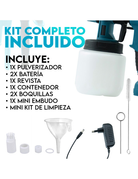 Pistola pulverizadora inalámbrica con doble batería 48V y depósito de 800ml.