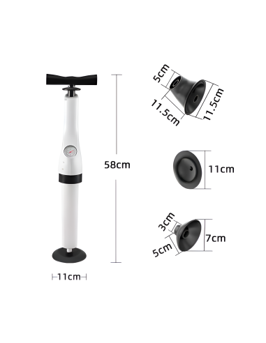 Desatascador de presión con manómetro y pistón...