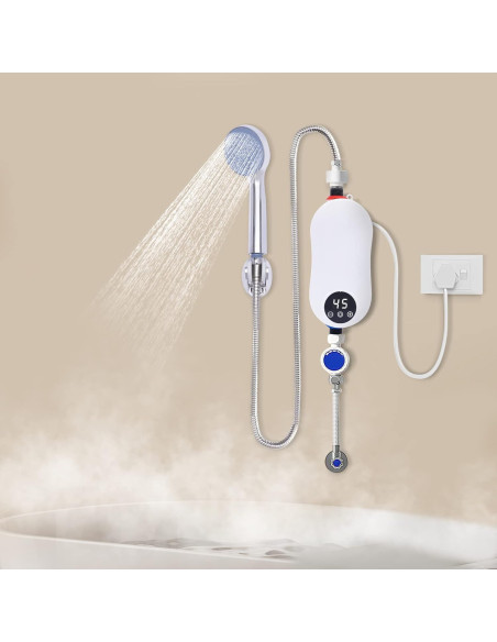 Mini calentador instantáneo 3500W, mezclador y termostato.