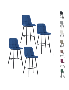 4 taburetes terciopelo VELVETTE, negros con respaldo y...