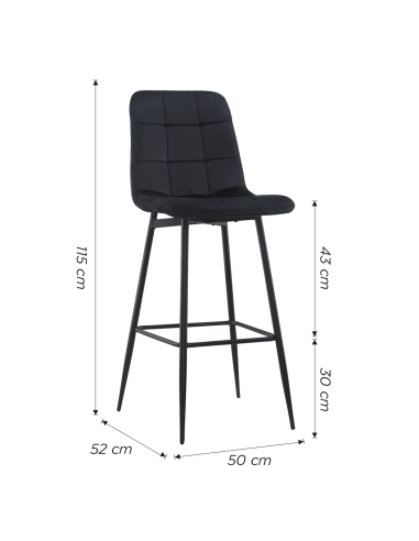 4 taburetes terciopelo VELVETTE, negros con...