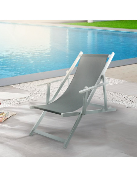 2 sillas plegables Napoli con reposabrazos de aluminio y textileno.