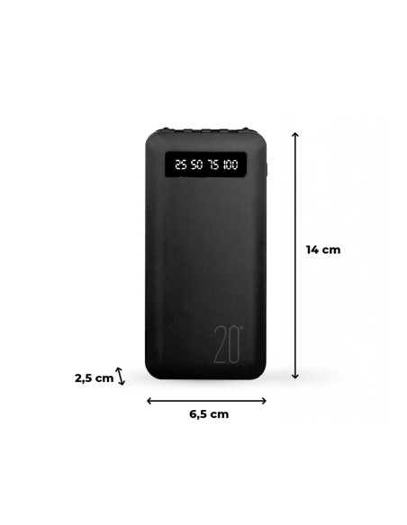Power Bank 20000mAh con 4 cables USB integrados.