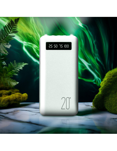 Power Bank 20000mAh con 4 cables USB integrados.