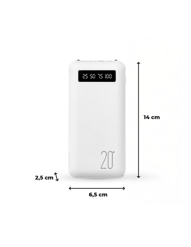 Power Bank 20000mAh con 4 cables USB integrados.