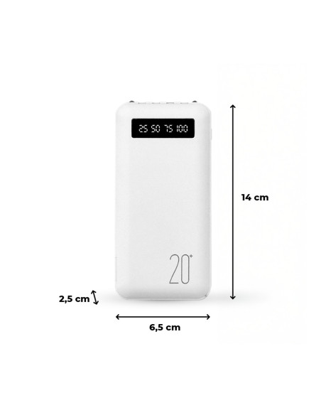 Power Bank 20000mAh con 4 cables USB integrados.