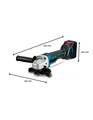 Amoladora angular sin cable con batería doble...