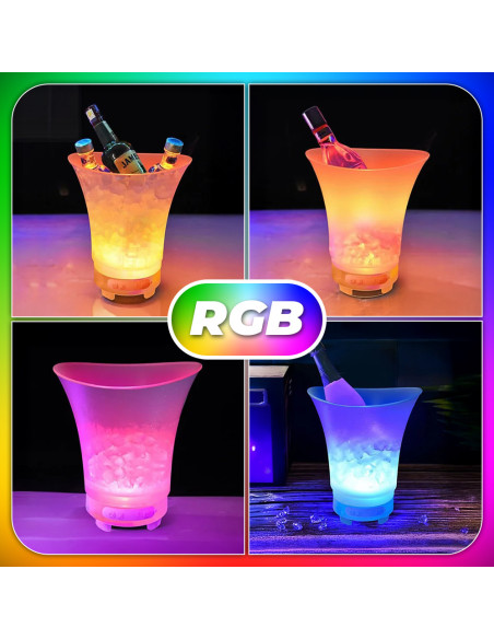 Cubeta para hielo 7l, botellero, RGB, Bluetooth, recargable.
