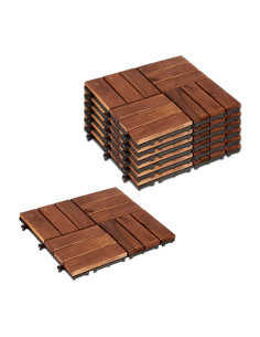 Paquete de 6 baldosas de madera de acacia 30x30x25 para...