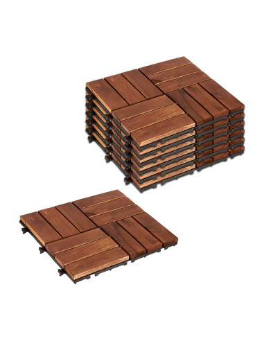 Paquete de 6 baldosas de madera de acacia...