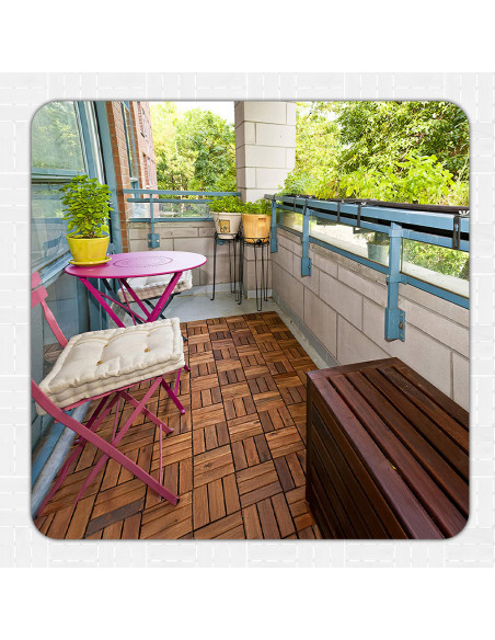 Paquete de 6 baldosas de madera de acacia 30x30x25 para exteriores.