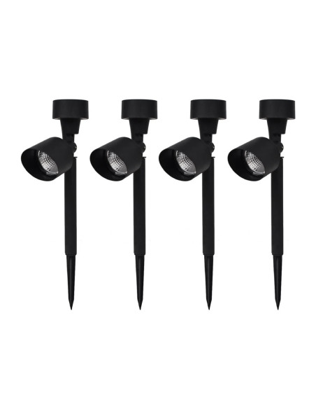 4uds. Lámpara de jardín solar recargable de 37cm con estaca.