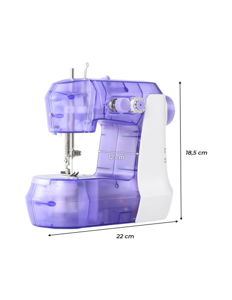 Mini máquina de coser eléctrica portátil de 7.2W con pedal y doble velocidad.