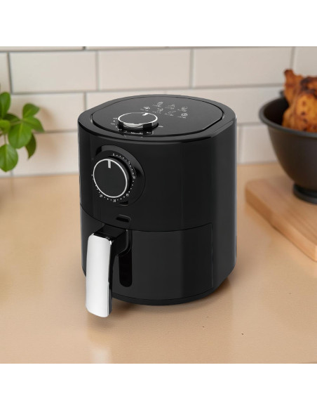 Freidora de Aire de 1000W con Cesta, Capacidad 4.5L y Temperatura Regulable.