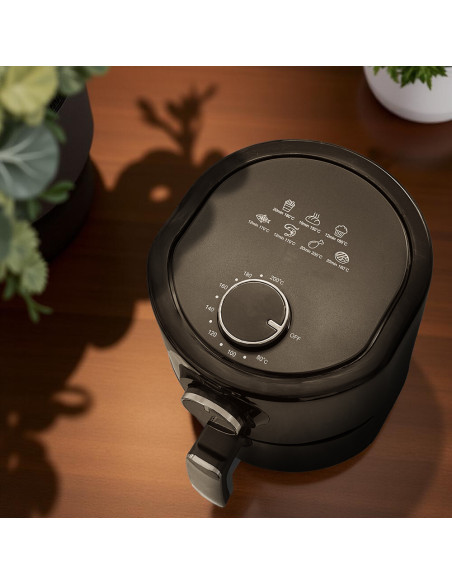 Freidora de Aire de 1000W con Cesta, Capacidad 4.5L y Temperatura Regulable.