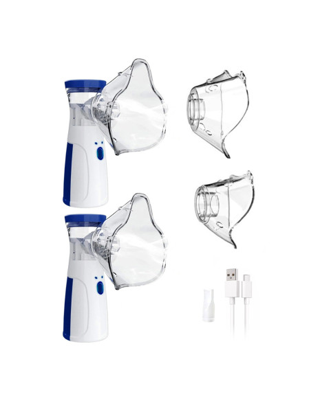 Kit 2u Nebulizadores Ultrasónicos Recargables + Mascarillas.