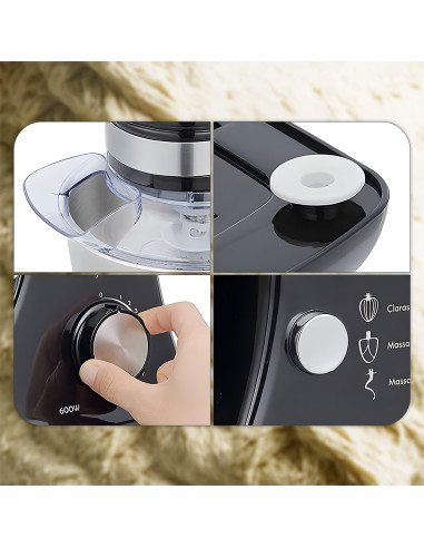 Robot de cocina amasadora planetaria de 600W,...