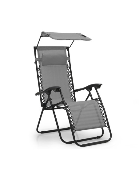 Sillón Tumbona Gravedad Cero Plegable con Toldo Parasol Reclinable en Textileno