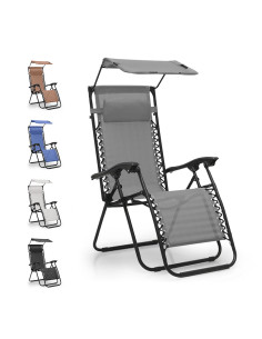 Sillón Tumbona Gravedad Cero Plegable con Toldo Parasol...