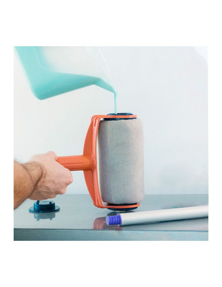 2 Rodillos de Pintura Antigoteo con Depósito Recargable y Mango Extensible