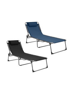 Tumbona de Textilene con Diseño Trenzado Plegable y...