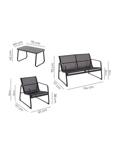 Set Jardín Zanzibar NEGRO 4 pzs