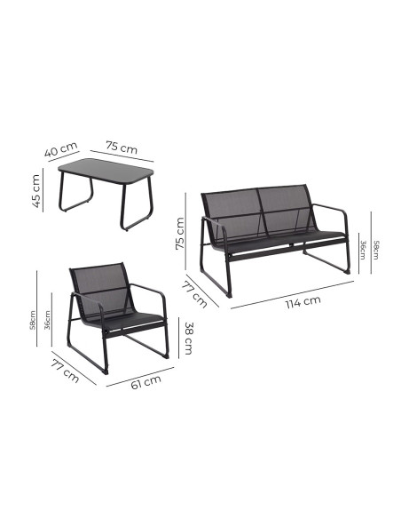 Set Jardín Zanzibar NEGRO 4 pzs