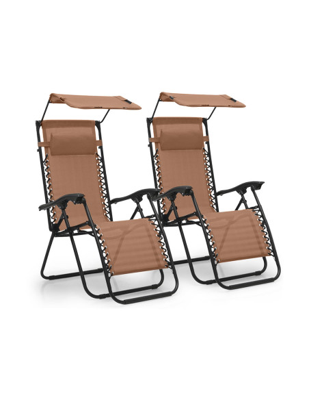 2 Tumbonas Gravedad Cero Plegables Reclinables con Toldo.