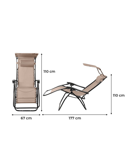 2 Tumbonas Gravedad Cero Plegables Reclinables con Toldo.
