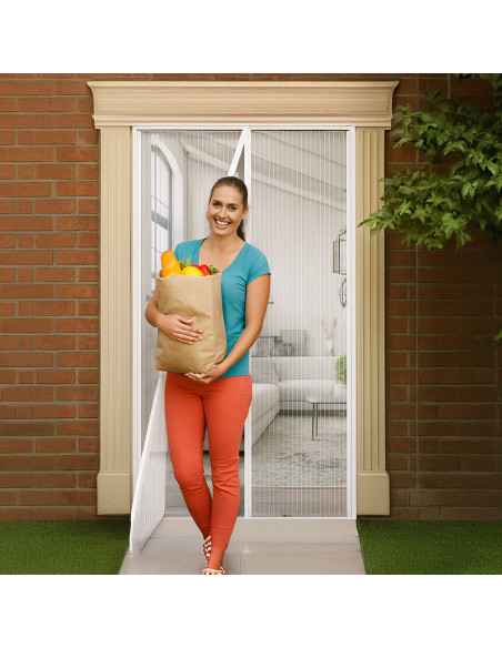 2pz Mosquitera Cierre Magnético Imán 140x245 para Casa Camping Ventanas