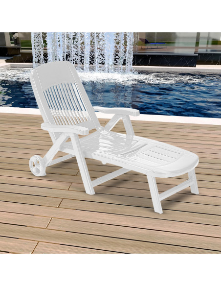 Tumbona CALIFORNIA con Ruedas Traseras Respaldo Reclinable para Exterior