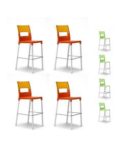 Set 4 Taburetes DIVA Tecnopolímero Asiento Transparente...