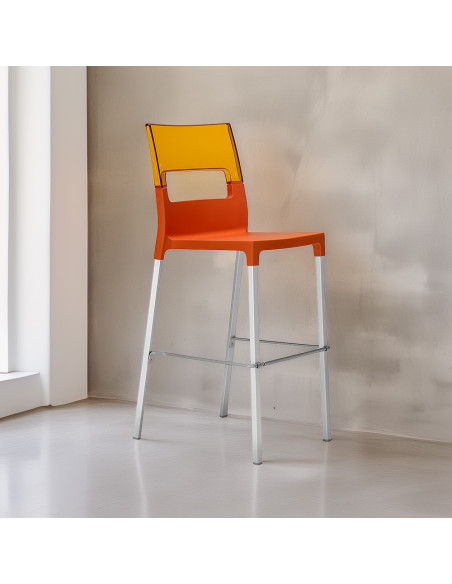Set 4 Taburetes DIVA Tecnopolímero Asiento Transparente H65cm Diseño Moderno