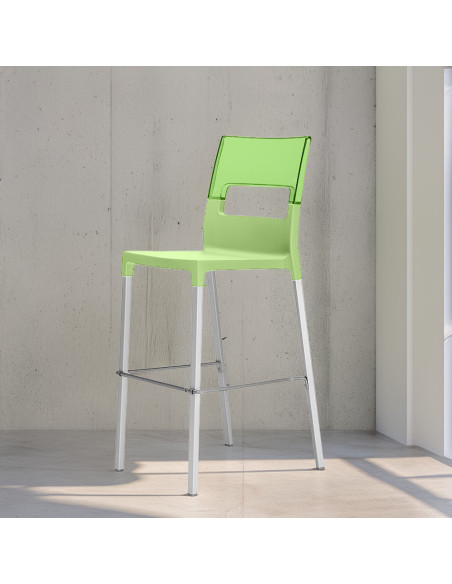 Set 4 Taburetes DIVA Tecnopolímero Asiento Transparente H65cm Diseño Moderno
