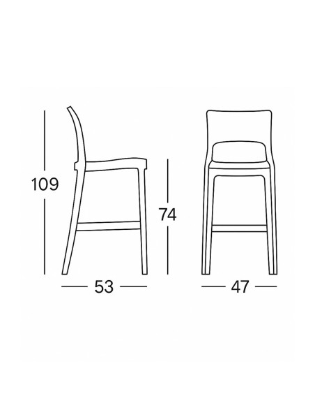 Set 2 Taburetes Isy Antishock SCAB Design Policarbonato Transparente Altura 74cm