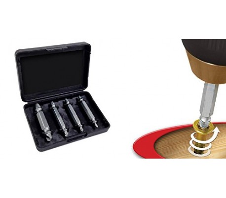 Kit de 4 extractores de tornillos partidos o dañados (Sacatornillos)