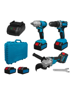 Kit Atornillador Taladro Amoladora Inalámbrica Doble...
