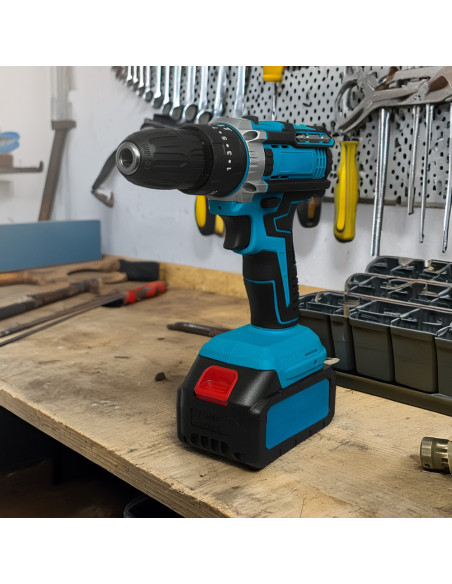 Kit Atornillador Taladro Amoladora Inalámbrica Doble Batería 72V con Maletín