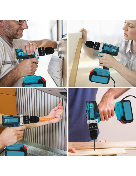 Kit Atornillador Taladro Amoladora Inalámbrica Doble Batería 72V con Maletín