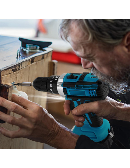 Kit Atornillador Taladro Amoladora Inalámbrica Doble Batería 72V con Maletín