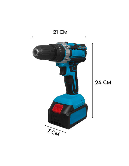 Kit Atornillador Taladro Amoladora Inalámbrica Doble Batería 72V con Maletín