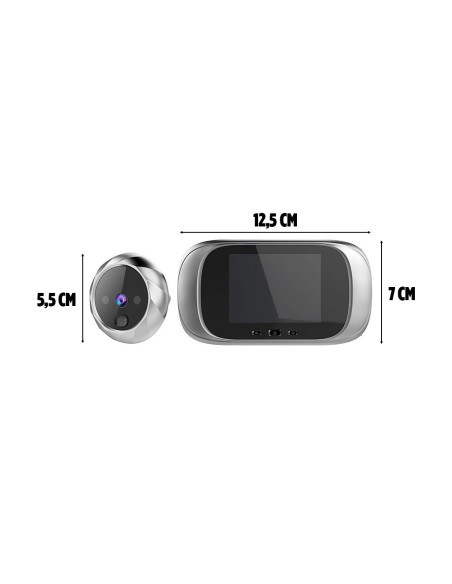 Mirilla Digital para Puerta Inalámbrica Gran Angular 90° Monitor 2.8" y Timbre