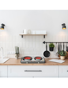 Hornillo Eléctrico Doble Placa Infrarrojos Acero 2300W. 2