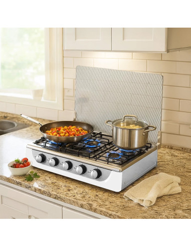 Hornillo de Gas Portátil de 5 Fuegos Acero Tapa...