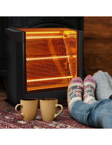 Estufa Cuarzo Eléctrica 3 Elementos Infrarrojos Potencia Regulable 1800W.