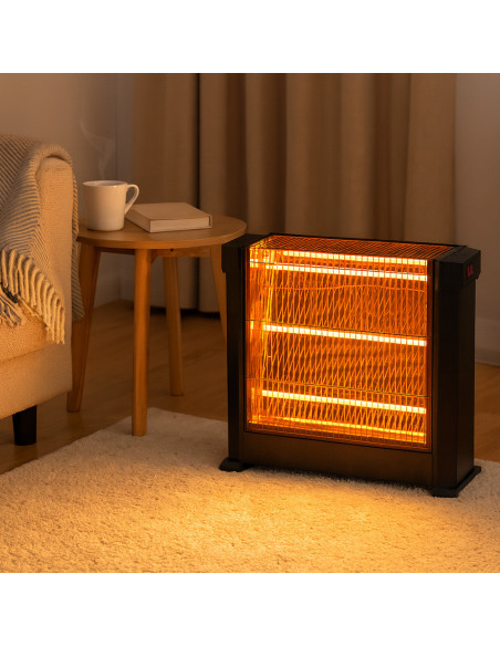 Estufa Cuarzo Eléctrica 3 Elementos Infrarrojos Potencia Regulable 1800W.
