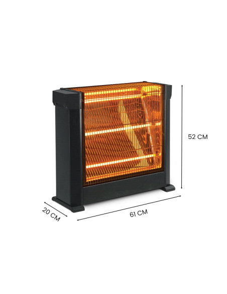 Estufa Cuarzo Eléctrica 3 Elementos Infrarrojos Potencia Regulable 1800W.