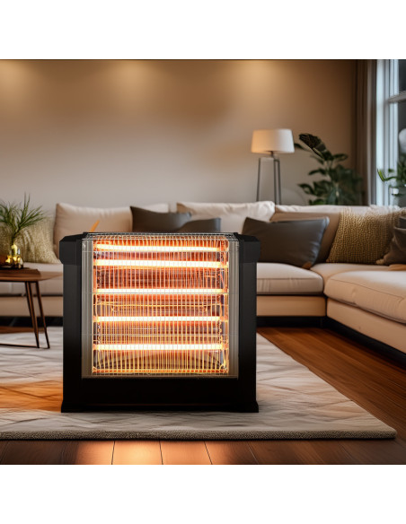 Estufa Cuarzo Eléctrica 4 Elementos Infrarrojos Potencia Regulable 2200W.